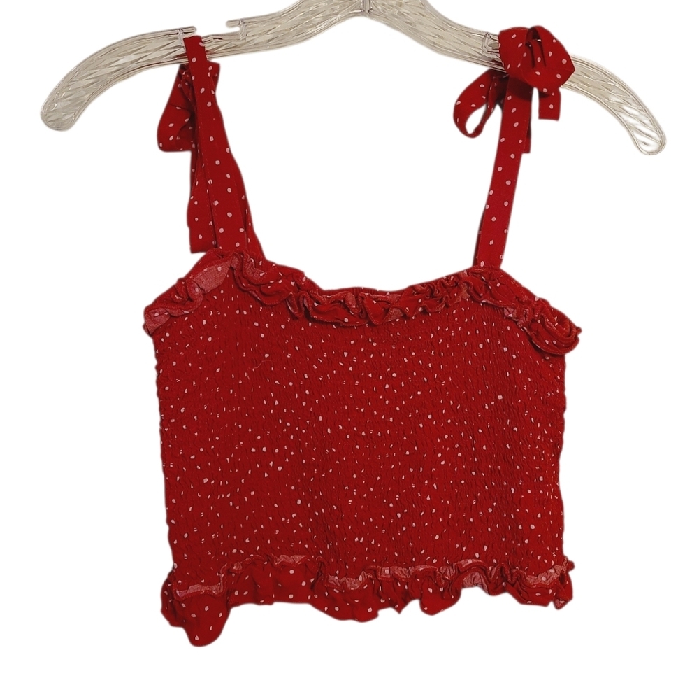 FB Sister | Women's Red Polka Dot Tube Top (Size Medium)